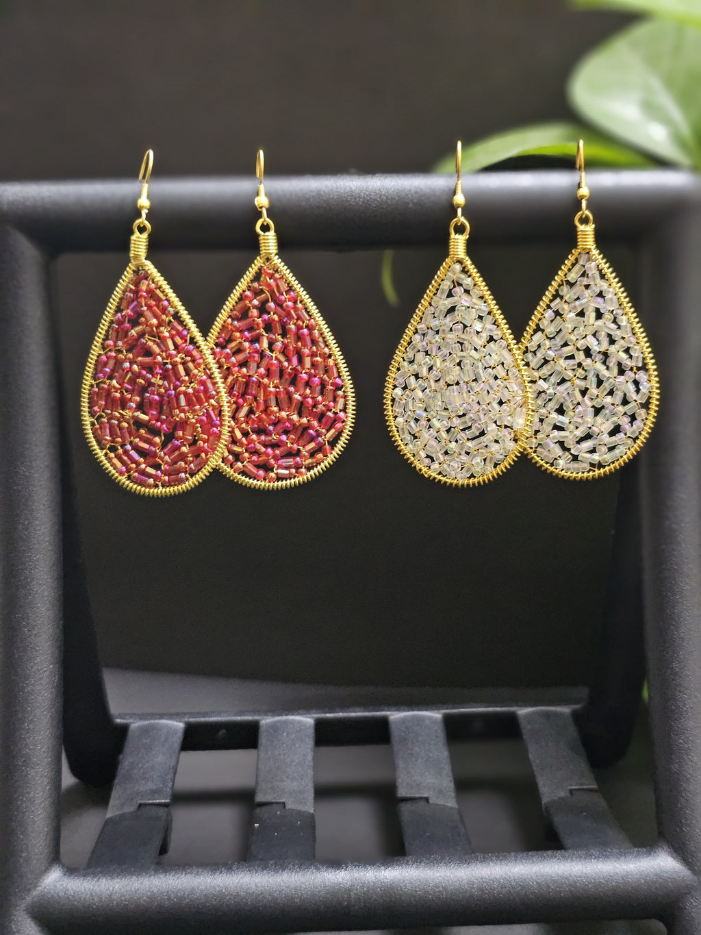 Beaded Mesh Droplet Earring