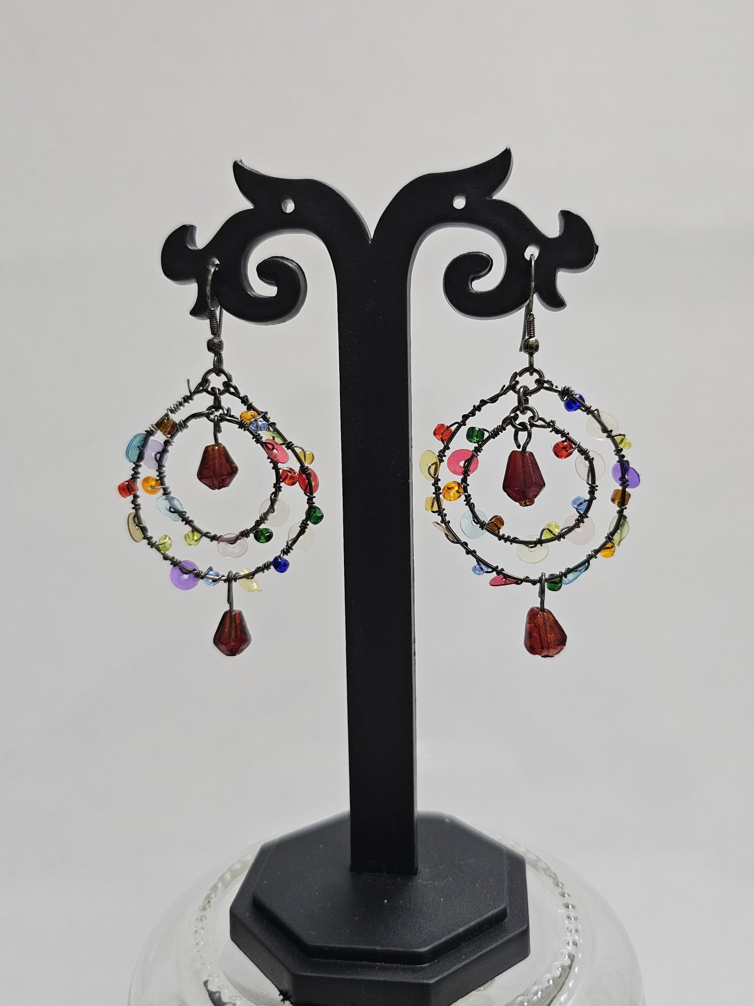 Glass-beaded and Sequenced Earring