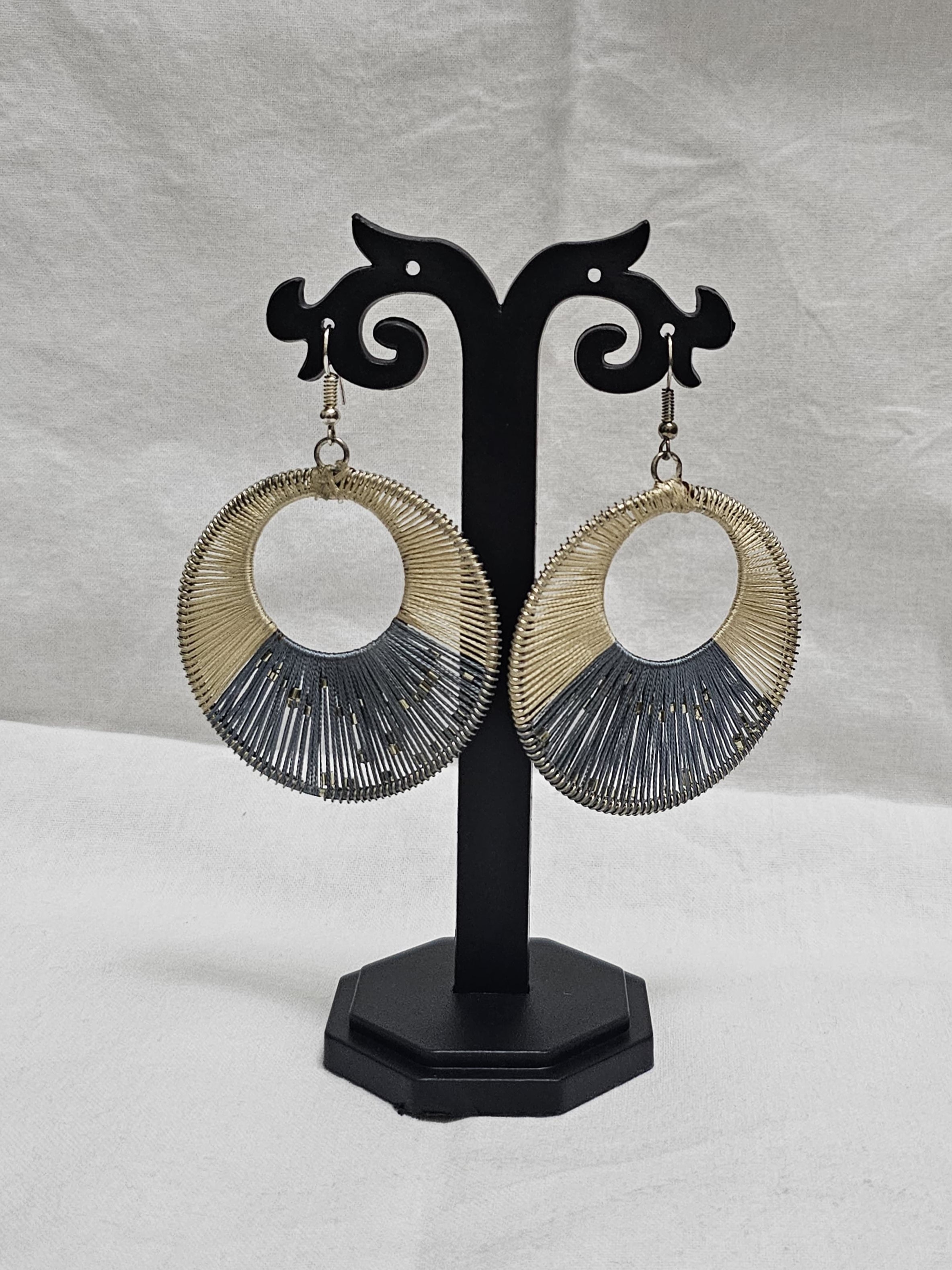 Thread-wrapped hoop earring