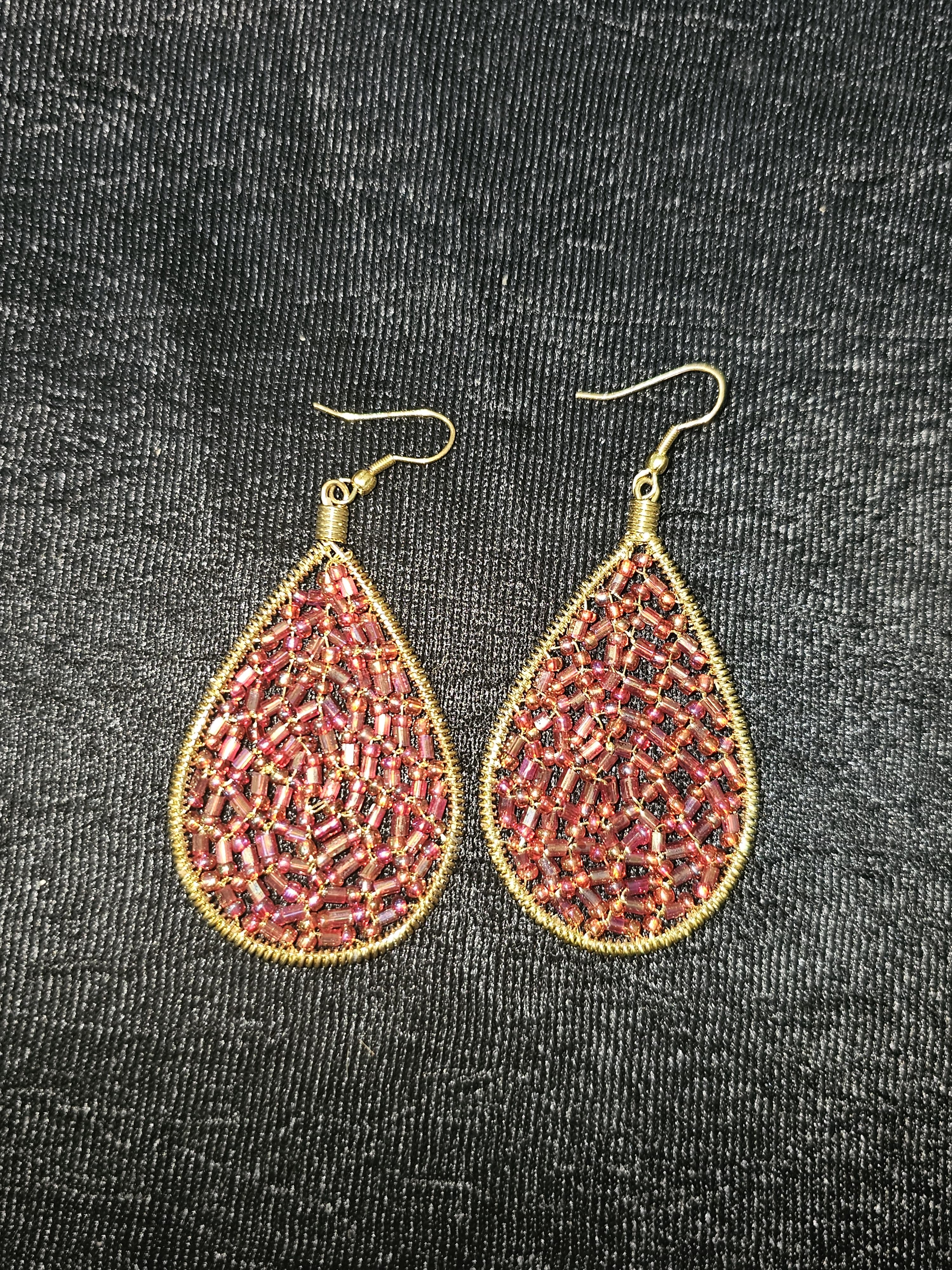 Beaded Mesh Droplet Earring