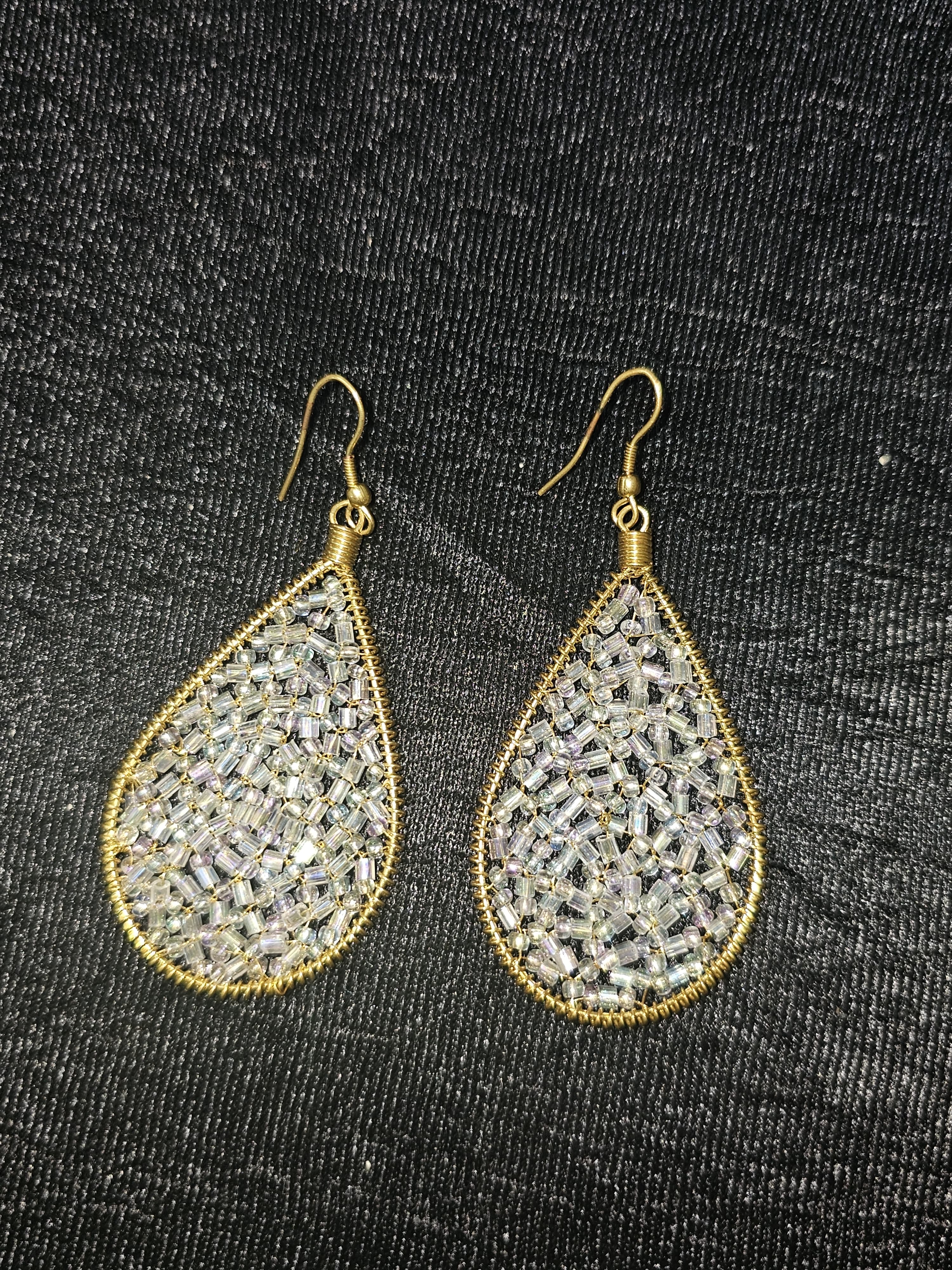 Beaded Mesh Droplet Earring